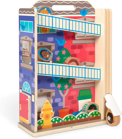 Melissa & Doug GO Tots Wooden toy with Collectible Characters Toy: Wooden Town House Tumble Earthlets