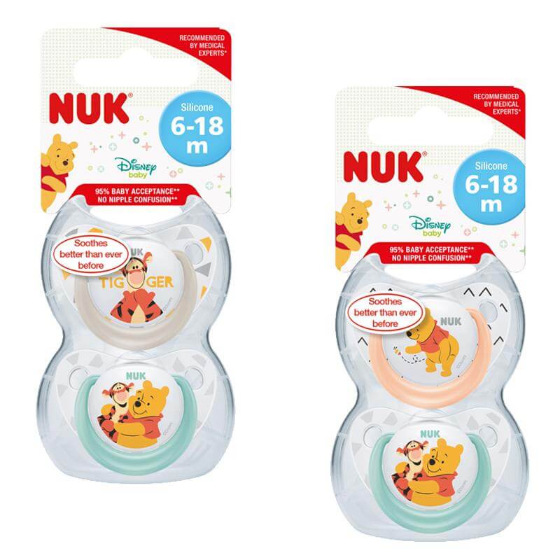 NUK| Winnie the Pooh Silicone Soothers 6-18 months - 2 Pack | Earthlets.com |  | baby care soothers & dental care