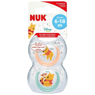 NUK| Winnie the Pooh Silicone Soothers 6-18 months - 2 Pack | Earthlets.com |  | baby care soothers & dental care